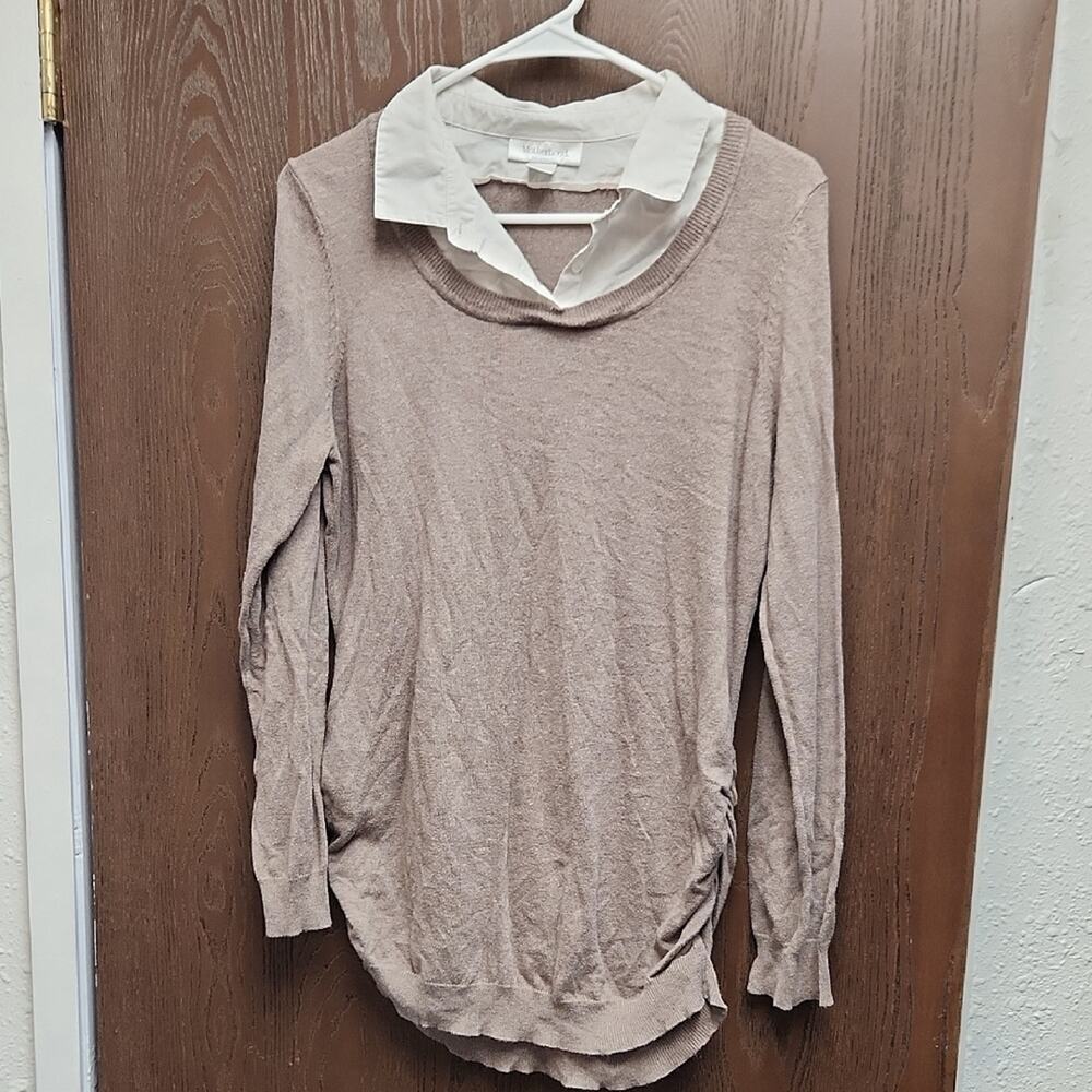 Motherhood Cream and Brown Maternity Top